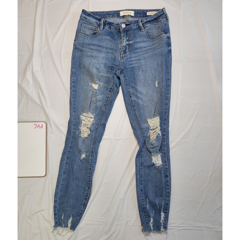Womens‎ Pacsun blue jeans.  Size 24 which is 0/2 in US sizes.  Mid-rise, skinny